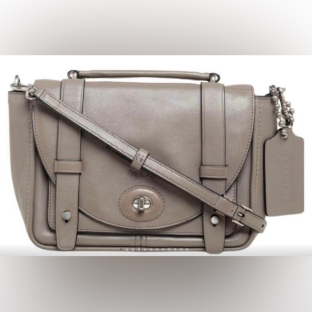 Coach Mini Bleecker Brooklyn Gray Pewter Leather Crossbody Bag